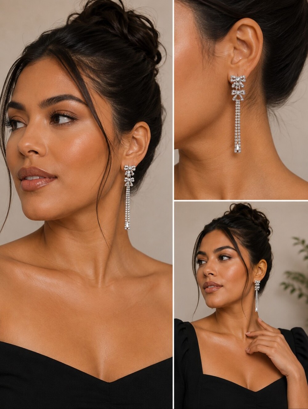 Piper K Silver Crystal Dangle Earrings